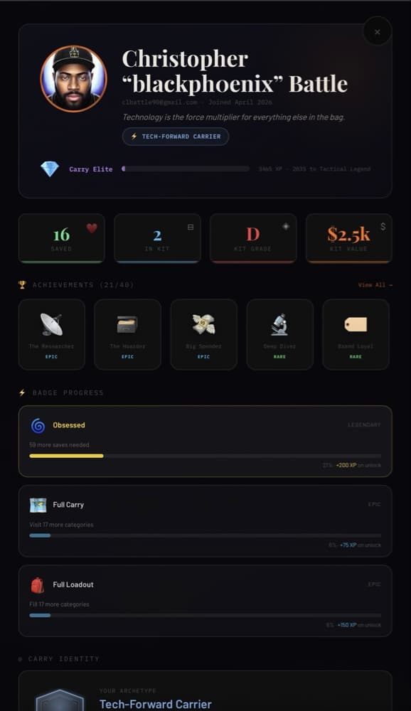 Carry Index V2 Liquid Glass Interface